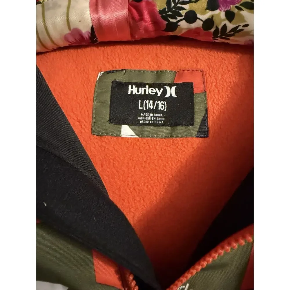 Hurley youth orange camo winter coat sz Large 14/16 boys New w/o tags hood poofy